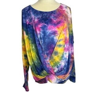 White birch colorful‎ tie dye long sleeve top, medium